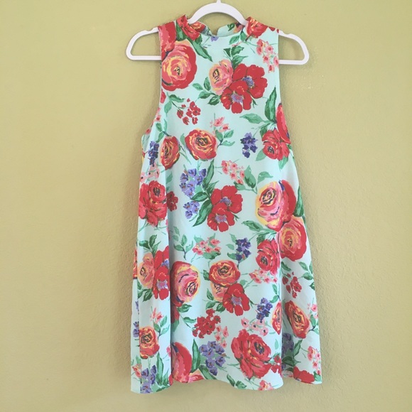 EVERLY Floral Print Bright High Neck Dress - Picture 2 of 10